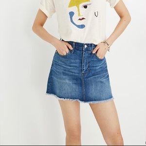 Madewell Women’s Denim Mini a skirt Raw Hems size 23 100% Cotton